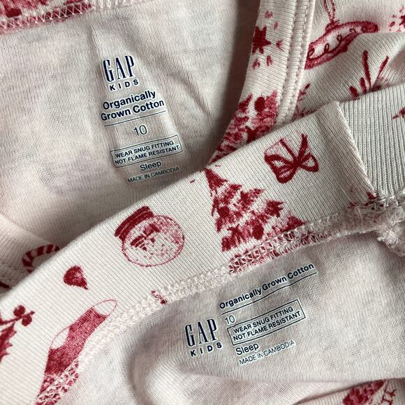 Gap Kids Christmas Icons Printed Pajama Set - Pink Red - 10 - Picture 5 of 10